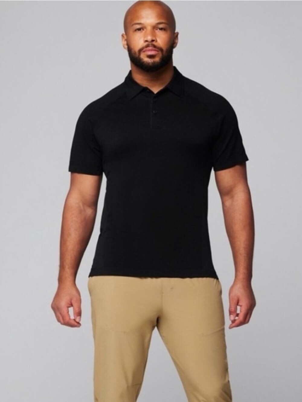 Fabletics The Training Day Polo Black Large Athleisure Golf
